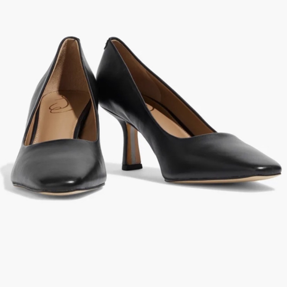 Sam Edelman Square Toe Plain Black Leather Pumps (size 6)